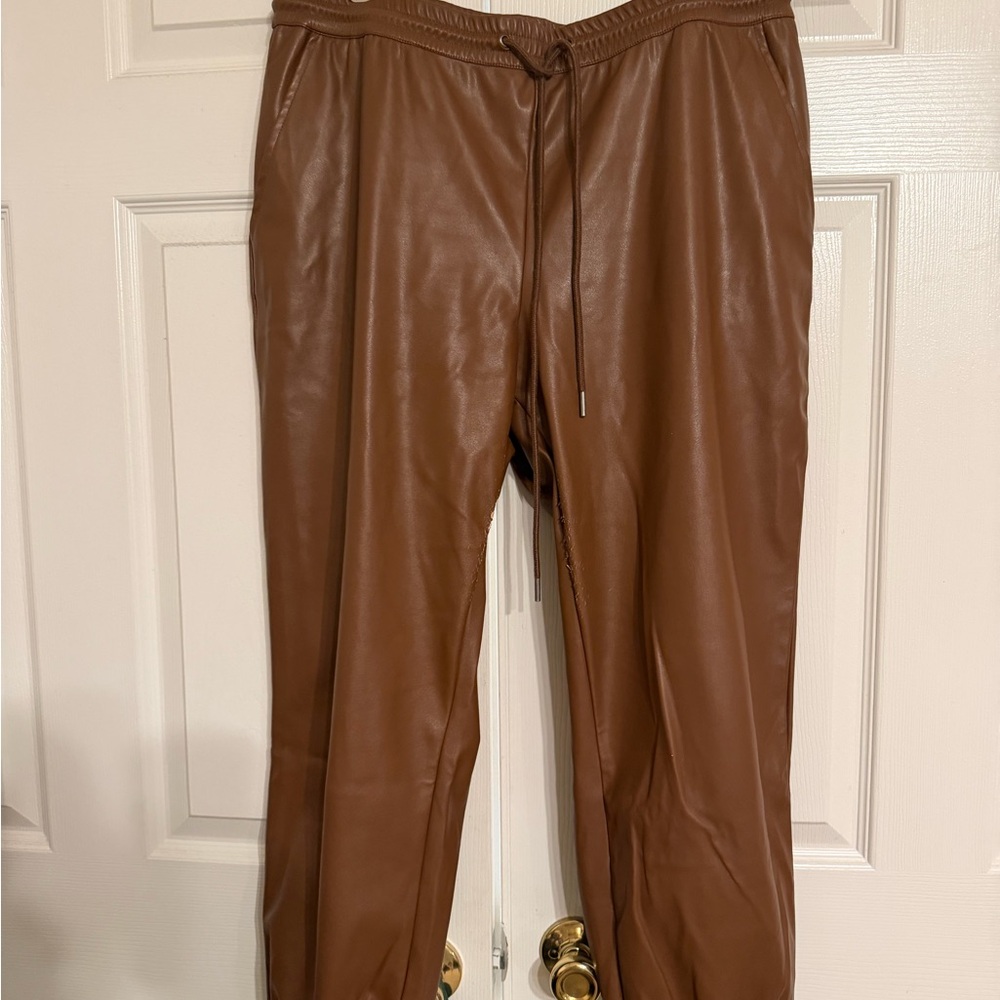 a new day brown pleather Joggers